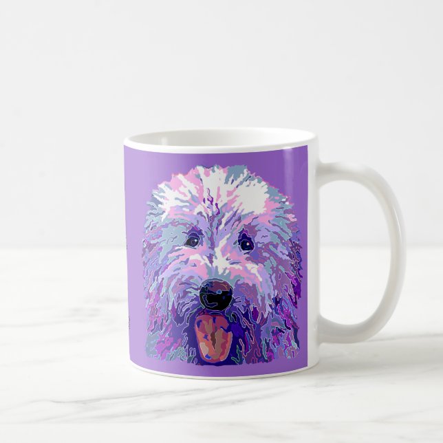 Golden Doodle Dazzling Purple Colors Coffee Mug (Right)