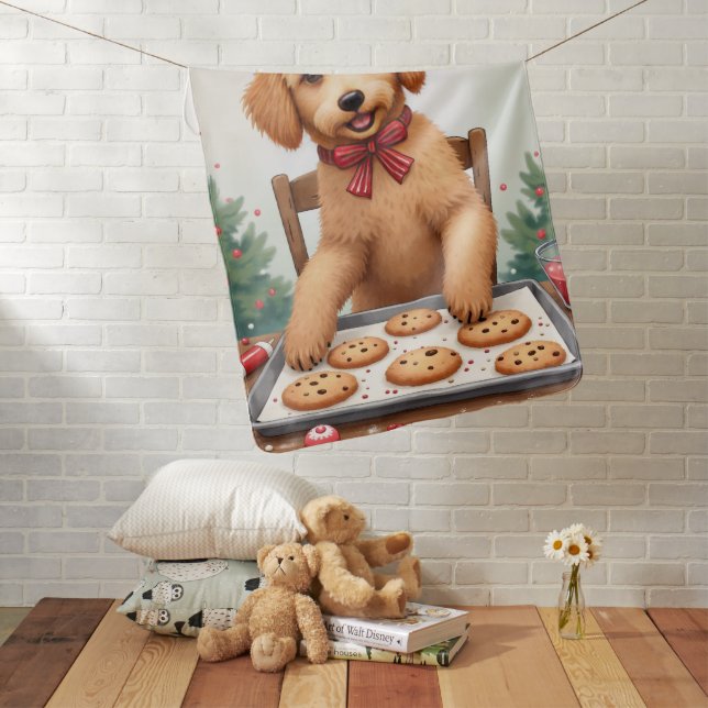 Golden Doodle Decorating Christmas Cookies Baby Blanket (In Situ)