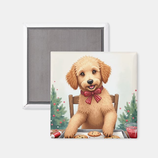 Golden Doodle Decorating Christmas Cookies Magnet (Front/Back)
