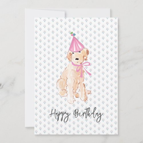 Golden Doodle Dog Art Birthday Hat Cake Pet Sweet