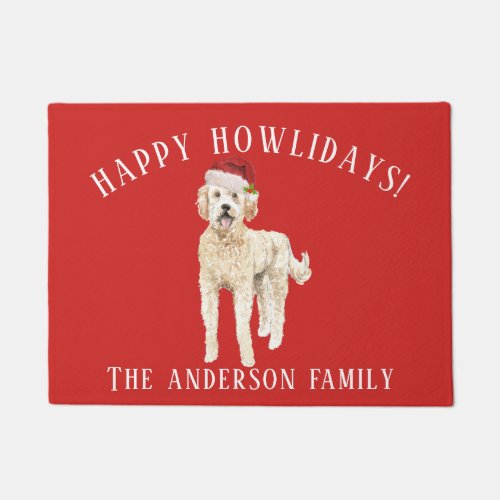 Golden Doodle Dog Christmas Doormat