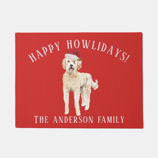 Golden Doodle Dog Christmas Doormat (Front)