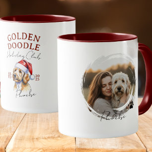 Golden Doodle Dog Christmas Photo Mug
