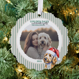 Golden Doodle Dog Christmas Photo  Ornament Card