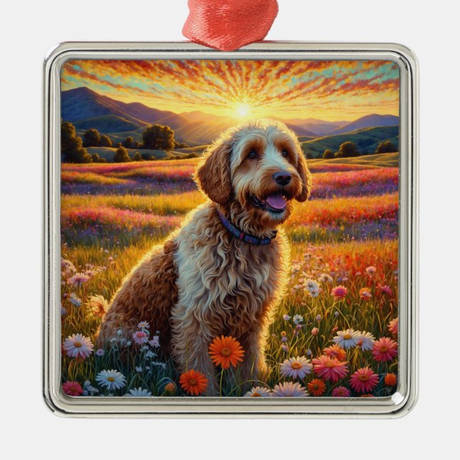 Golden Doodle dog Metal Ornament (Front)