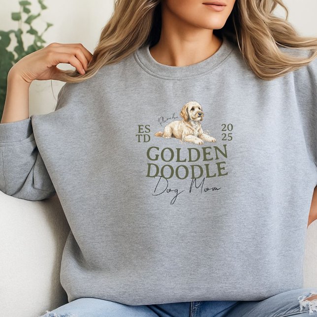 Golden Doodle Dog Mom Pet Portrait Sweatshirt (Elevate your party apparel with this Custom Pet Portrait Dog Mom Golden Doodle sweatshirt!)