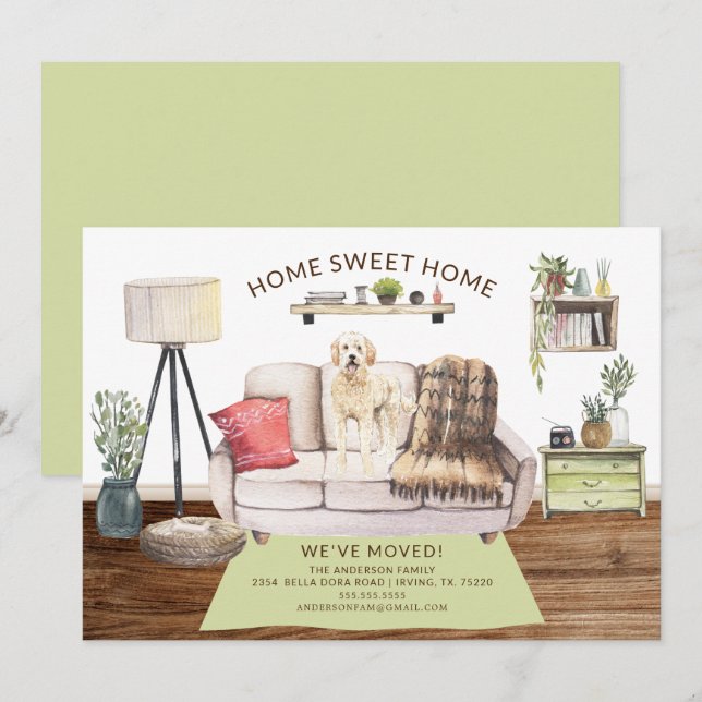 Golden Doodle Dog Moving Announcement (Front/Back)