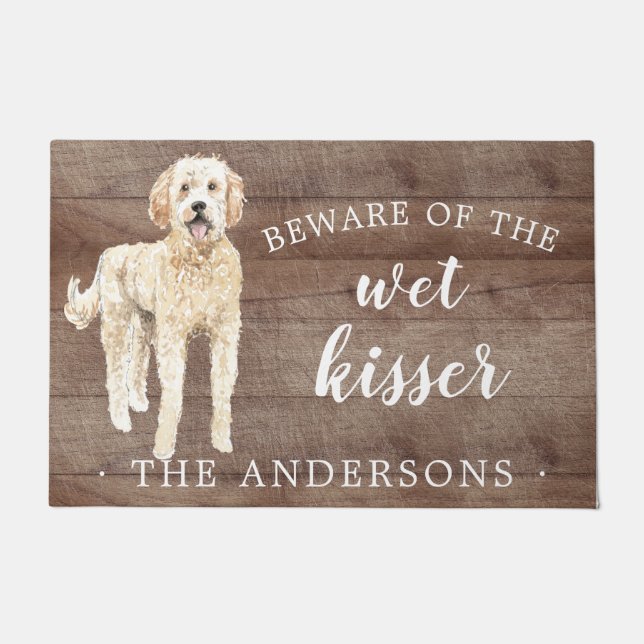 Golden Doodle Dog Personalized Door Mat (Front)