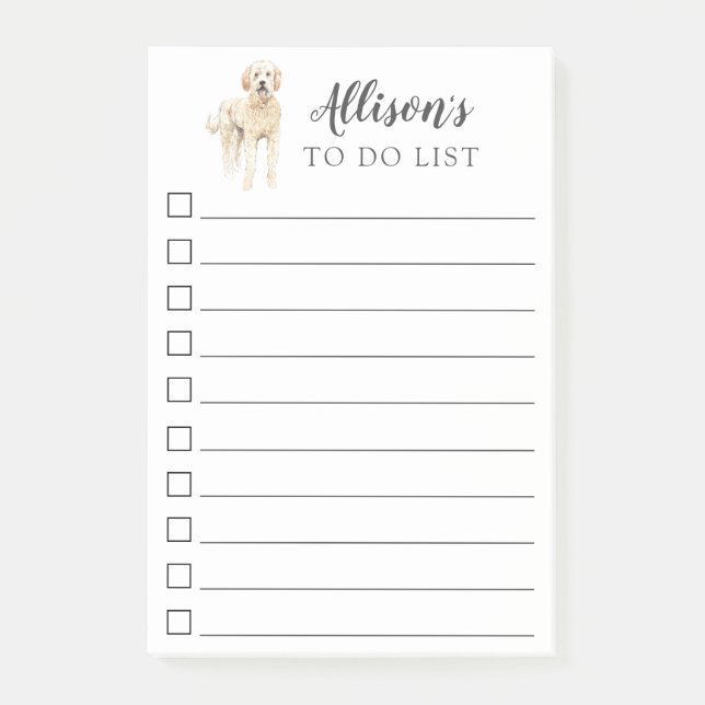 Golden Doodle Dog Personalized To Do List Post-it Notes (Front)