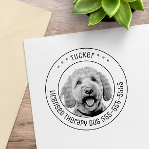 Golden Doodle Dog Pet Photo Round Rubber Stamp