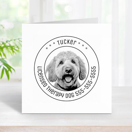 Golden Doodle Dog Pet Photo Round Rubber Stamp