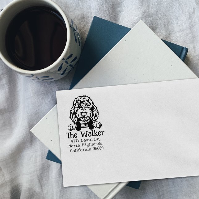 Golden Doodle Dog, Return Address,  Rubber Stamp (Creator Uploaded)