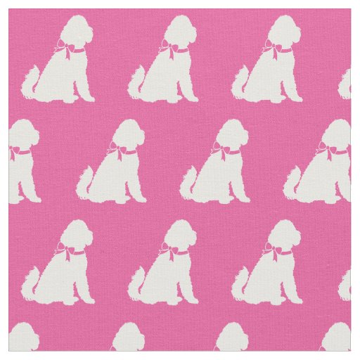 Golden Doodle Dog Silhouette Pet Aussie Pink Fabric