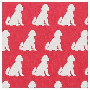 Golden Doodle Dog Silhouette Pet Aussie red Fabric