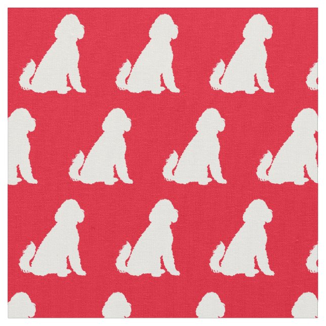 Golden Doodle Dog Silhouette Pet Aussie red Fabric (Close Up)