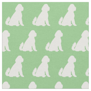 Golden Doodle Dog Silhouette Pet Aussie Sage Green Fabric