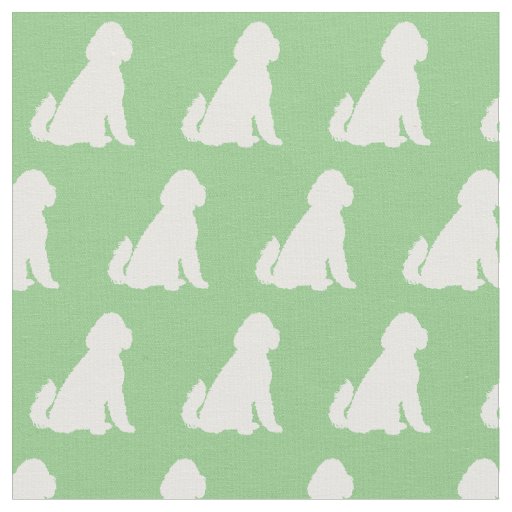 Golden Doodle Dog Silhouette Pet Aussie Sage Green Fabric