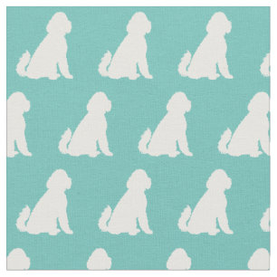 Golden Doodle Dog Silhouette Pet Aussie Teal Fabric