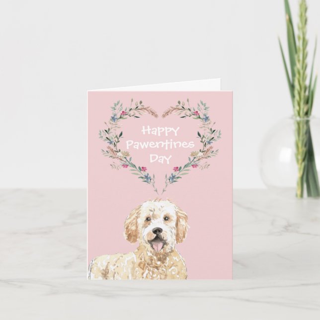 Golden Doodle Dog Valentines Holiday Card (Front)