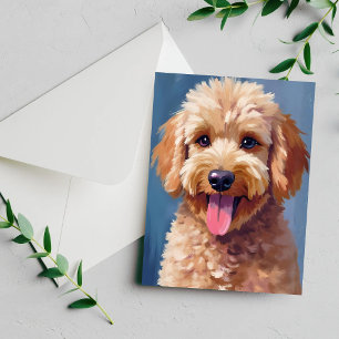Golden Doodle Dog Watercolor Painting Pet Card