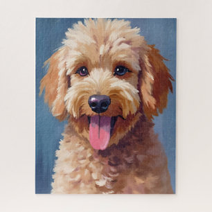 Golden Doodle   Dog Watercolor Painting Pet Jigsaw Puzzle