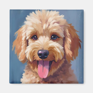 Golden Doodle   Dog Watercolor Painting Pet Magnet