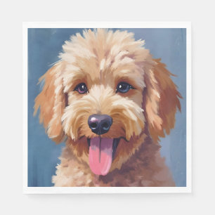 Golden Doodle Dog Watercolor Painting Pet Napkins