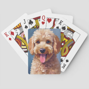 Golden Doodle   Dog Watercolor Painting Pet Poker Cards