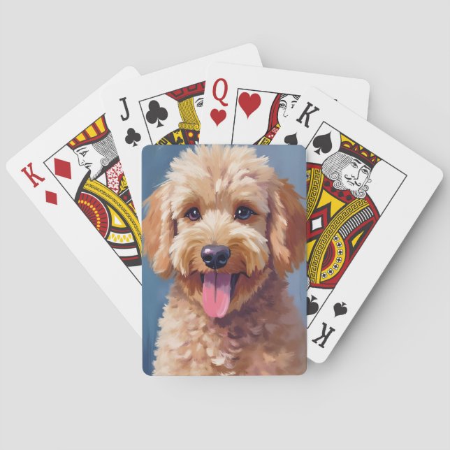 Golden Doodle | Dog Watercolor Painting Pet Poker Cards (Back)