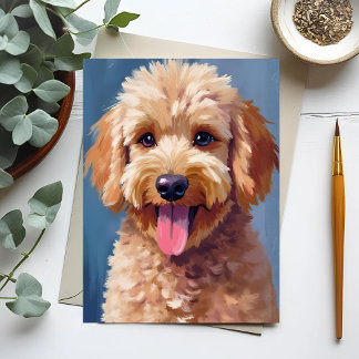 Golden Doodle | Dog Watercolor Painting Pet Postcard