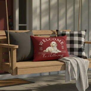 Golden Doodle Family Name Welcome Accent Pillow
