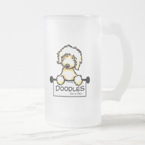 Golden Doodle Fan Frosted Glass Beer Mug
