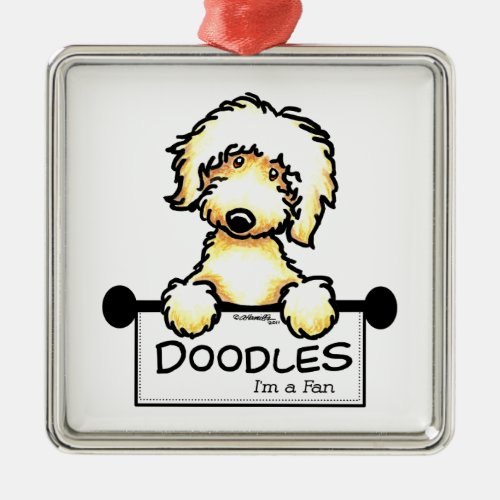 Golden Doodle Fan Metal Ornament