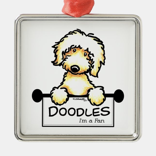 Golden Doodle Fan Metal Ornament (Front)