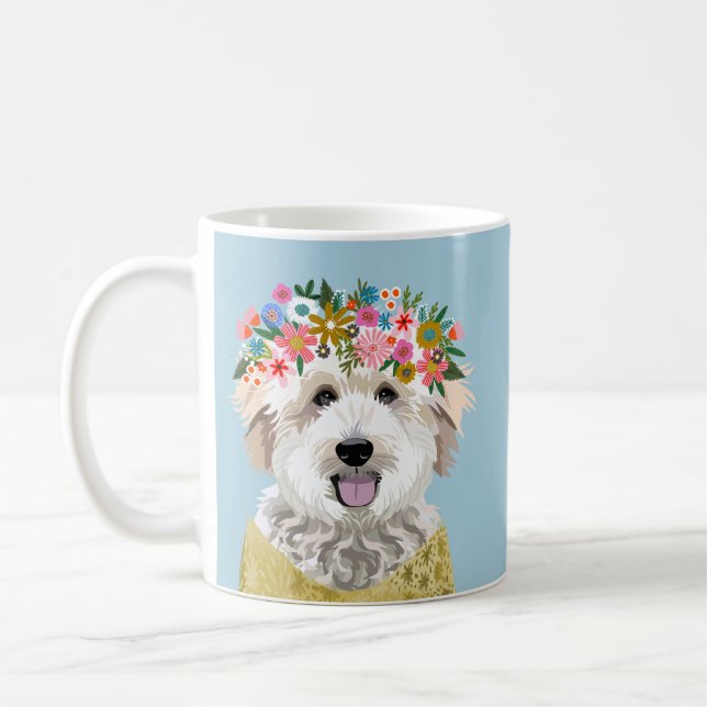 Golden Doodle Flower Crown Coffee Mug (Left)