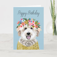 Golden Doodle Flower Crown Illustration