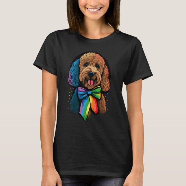 Golden Doodle Gay Pride LGBT Rainbow Flag Goldendo T-Shirt (Front)