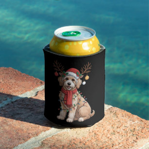 Golden Doodle Gorgeous Reindeer Christmas Tree  Can Cooler