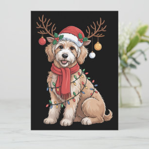 Golden Doodle Gorgeous Reindeer Christmas Tree  Holiday Card