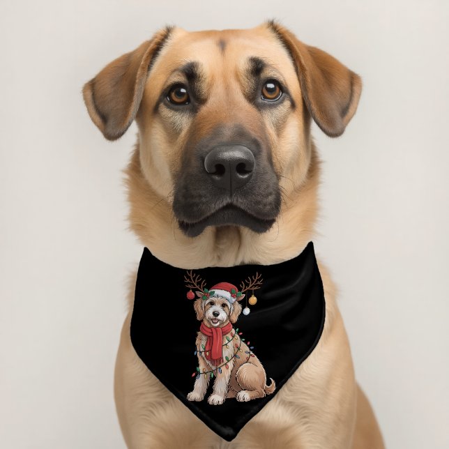Golden Doodle Gorgeous Reindeer Christmas Tree  Pet Bandana Collar (Dog 2)
