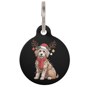 Golden Doodle Gorgeous Reindeer Christmas Tree  Pet ID Tag
