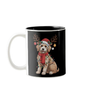 Golden Doodle Gorgeous Reindeer Christmas Tree  Two-Tone Coffee Mug