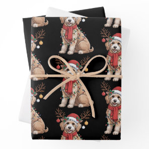 Golden Doodle Gorgeous Reindeer Christmas Tree  Wrapping Paper Sheets