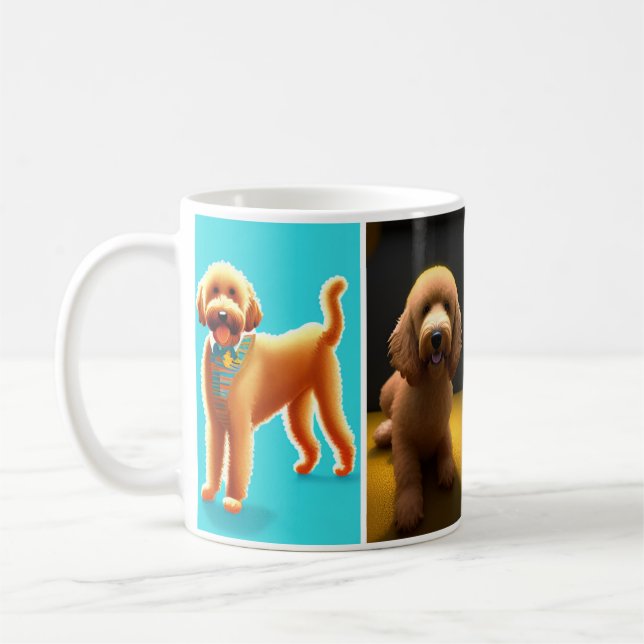 Golden doodle lovers with 4 cute pictures design coffee mug (Left)