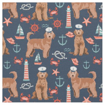 Golden Doodle Nautical Fabric - Apricot Doodle by FriendlyPets at Zazzle