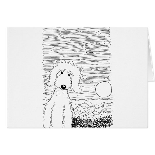 Golden Doodle on the Beach Cards (Front Horizontal)