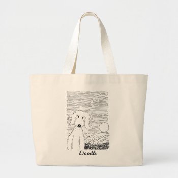 Golden Doodle On The Beach Jumbo Tote by Ellie_Doodle at Zazzle