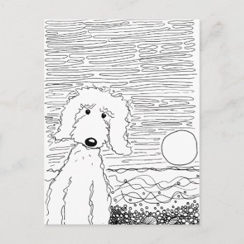 Golden Doodle On The Beach Postcard by Ellie_Doodle at Zazzle