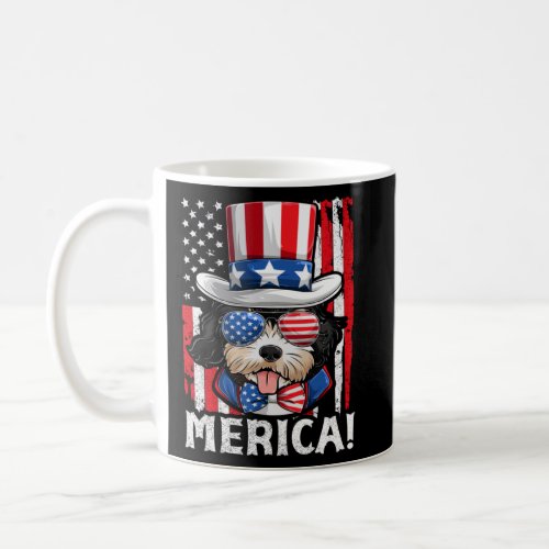 Golden Doodle Patriotic Dog Apparel USA Flag Meric Coffee Mug