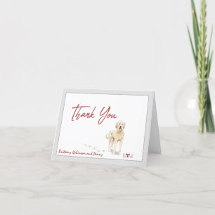 Golden Doodle Pet Dog Personalize Bone Ribbon   Thank You Card